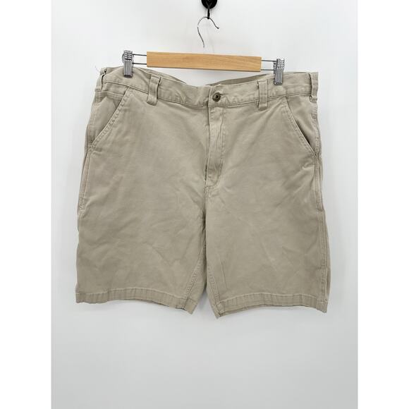 Eddie Bauer Shorts Men 38 Khaki Tan Relaxed Fit Cotton Blend Workwear - Picture 1 of 7